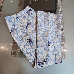 Giambattista Valli | Blue Floral Print Pant | Silk Blend Made in Italy | Size 42